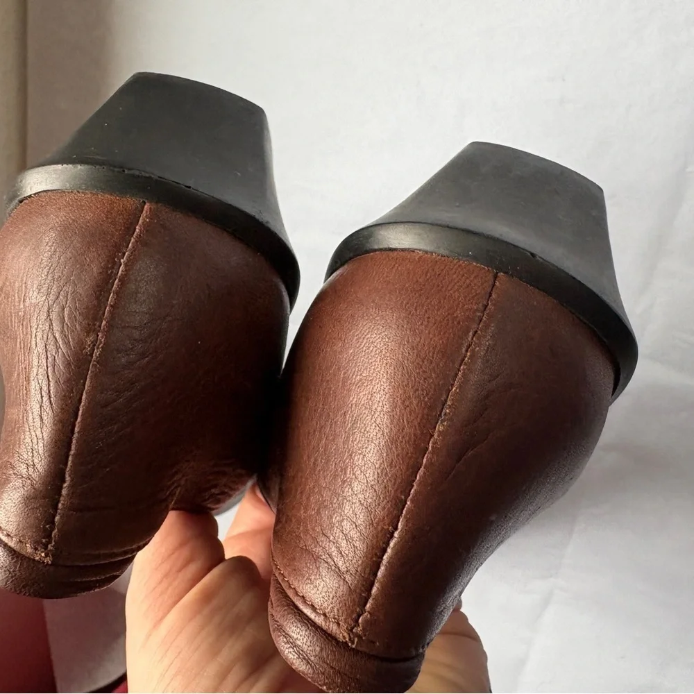 Wolky Comfort Shoes sz 8 Brown Leather Ballet Slip on Heels Walking